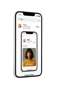 For IOS 1 Hypic app preview on iPhone screen showing IOS App Store interface