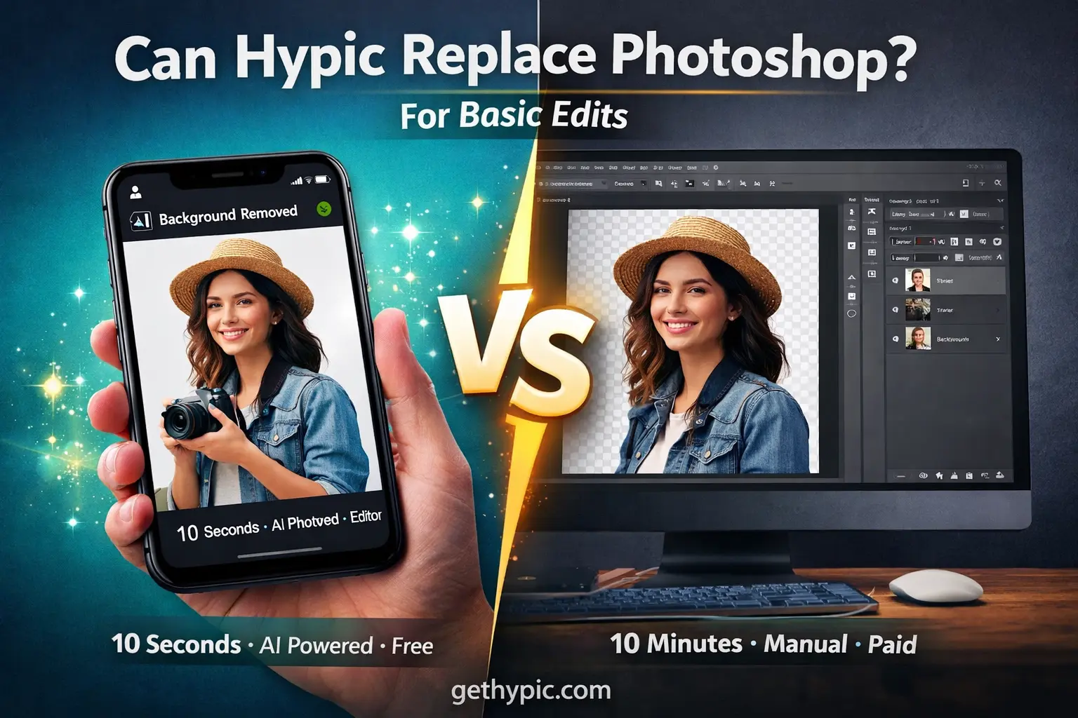 Can Hypic replace Photoshop for basic photo editing in 2026 – AI vs manual editing comparison