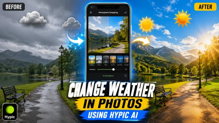 Change weather in photos using Hypic AI Atmosphere Swapping feature.