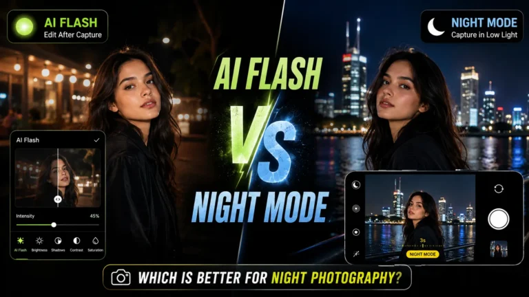 AI Flash vs iPhone Night Mode for night photography comparison