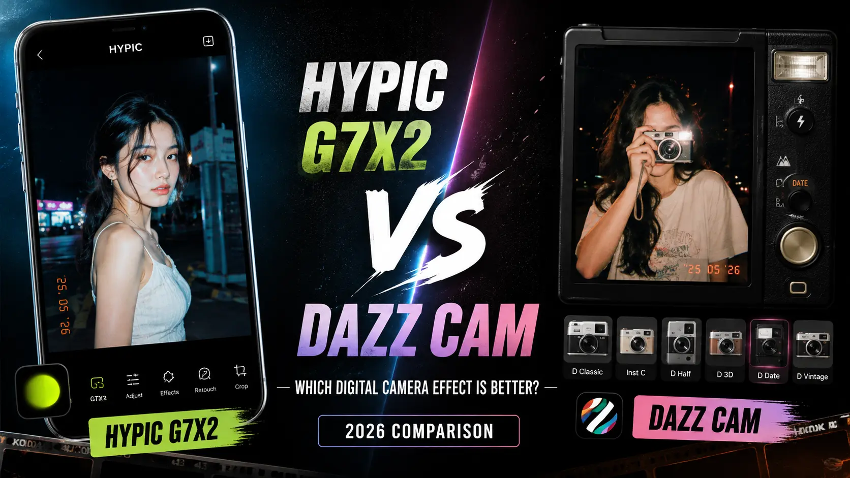 Hypic G7X2 vs Dazz Cam digital camera effect comparison
