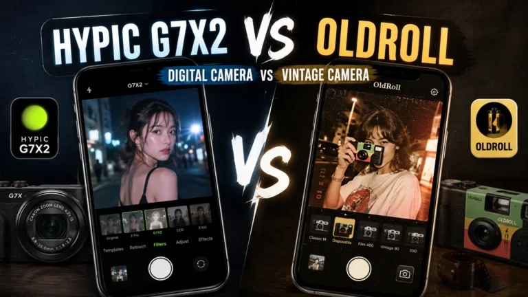 Hypic G7X2 vs OldRoll vintage camera app comparison