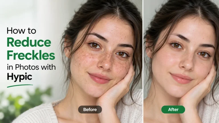 How to Reduce Freckles in Photos with Hypic 1 Hypic freckles before and after photo edit